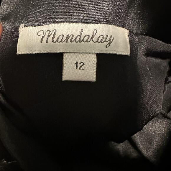 Mandalay Gown 12 Maxi Mermaid V-Neck Ruffle Satin Black NWT Fairygoth - Picture 10 of 13